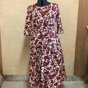 Women's Red and White Dress With Pockets